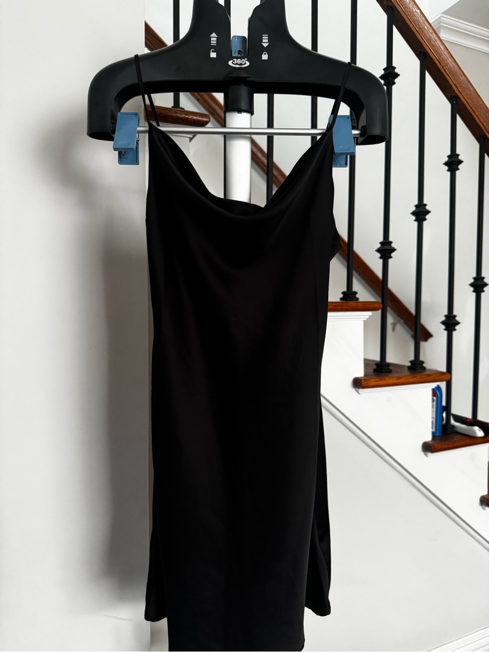 Urban Outfitters Black Satin Cowl Slip Camisole Dress